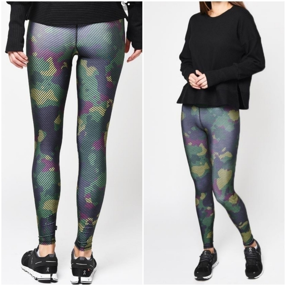 Terez Leggings Sz M Green Camo Full Length High Rise